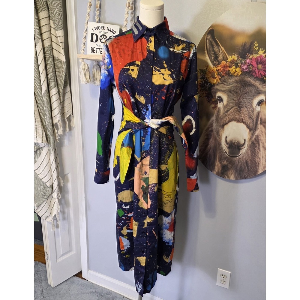 Ralph Lauren Purple Label Charley Print Cotton Satin Day Dress Size 2 $2,990